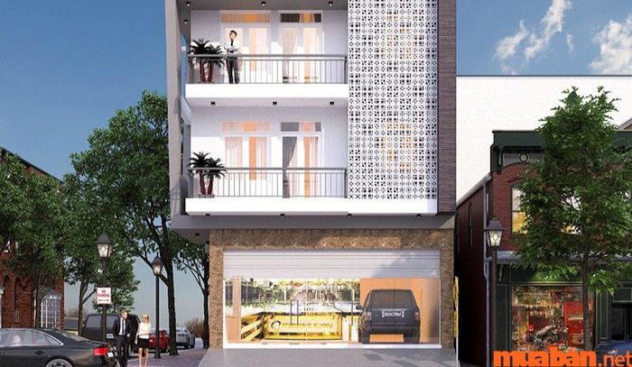 Thiết kế nhà vừa ở vừa kinh doanh dạng nhà 2 mặt tiền 8m