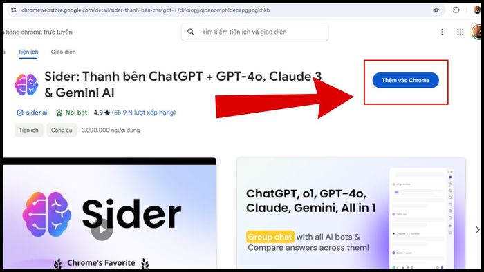 Hướng dẫn cài đặt Extension Sider AI - bước 2