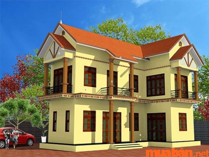 ngoại thất với sự kết hợp giữa nâu và vàng