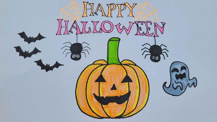 Hình vẽ bí ngô Halloween đáng yêu