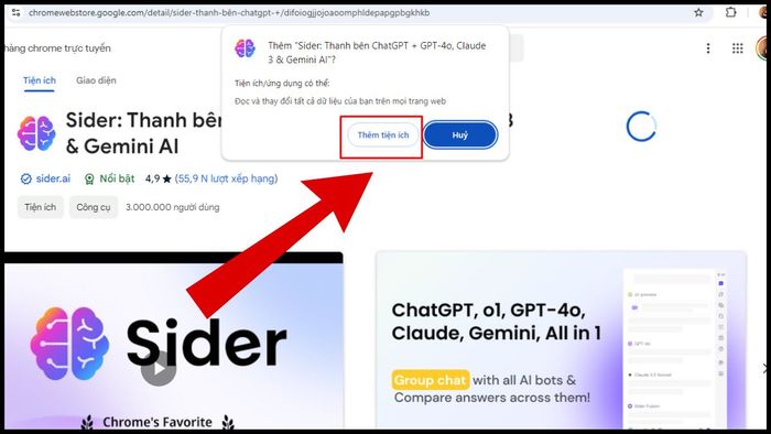 Hướng dẫn cài đặt Extension Sider AI - bước 3