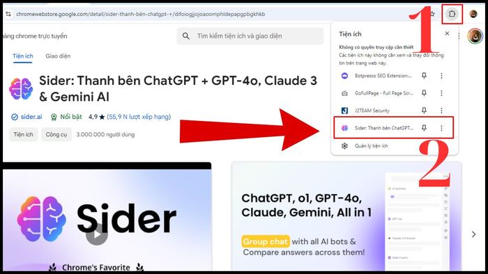 Hướng dẫn sử dụng Sider AI - bước 1