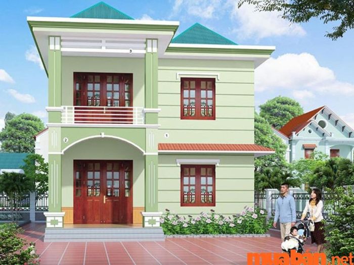 ngoại thất với sự kết hợp xanh lá và trắng