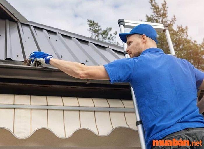 Mái của nhà tiền chế được làm từ tôn một lớp, được phủ màu.