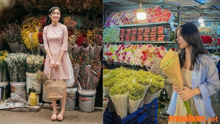 Chụp ảnh Tết tại Chợ hoa Quảng Bá