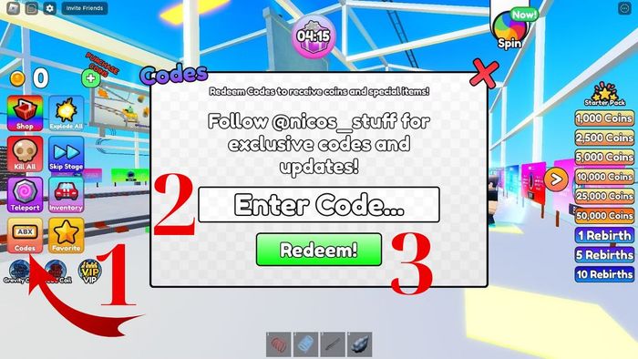 Hướng dẫn nhập mã code Cart Ride Simulator