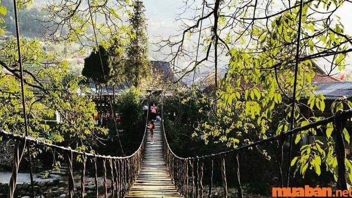 Cầu Mây tại bản Tả Van - Một nét đẹp giản dị mà lại rất nên thơ.