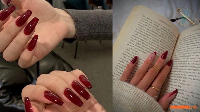 Mẫu nail đơn giản nhẹ nhàng với tông đỏ
