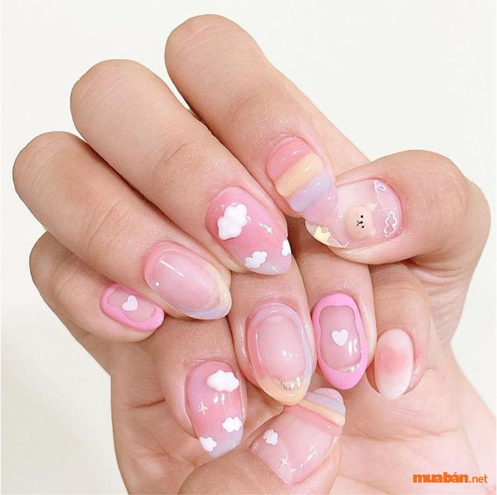 Mẫu nail đơn giản cho học sinh - sinh viên (màu hồng)