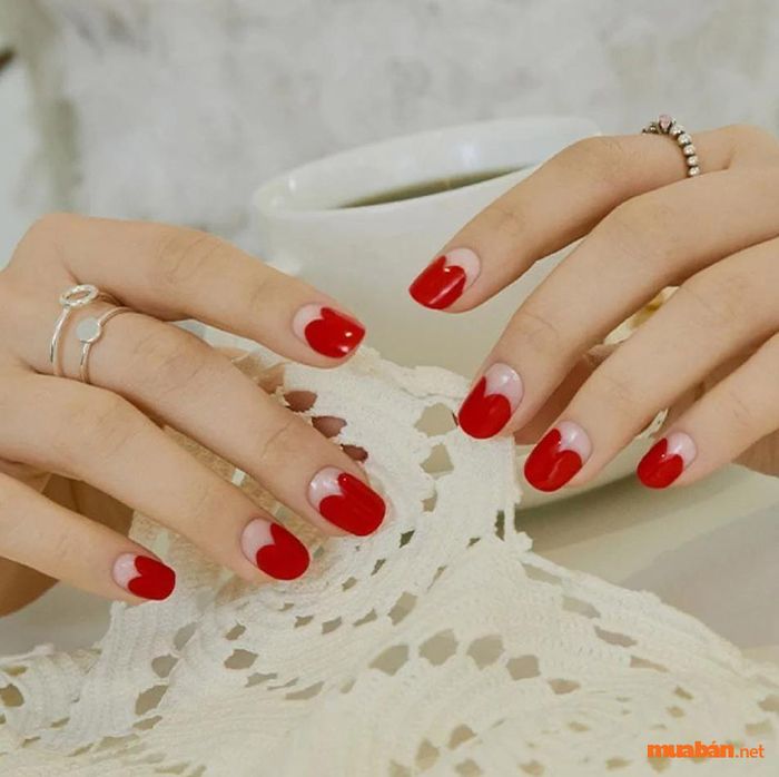 Mẫu nail đỏ cherry