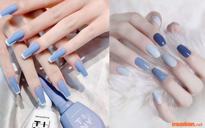 Nail tông xanh lam