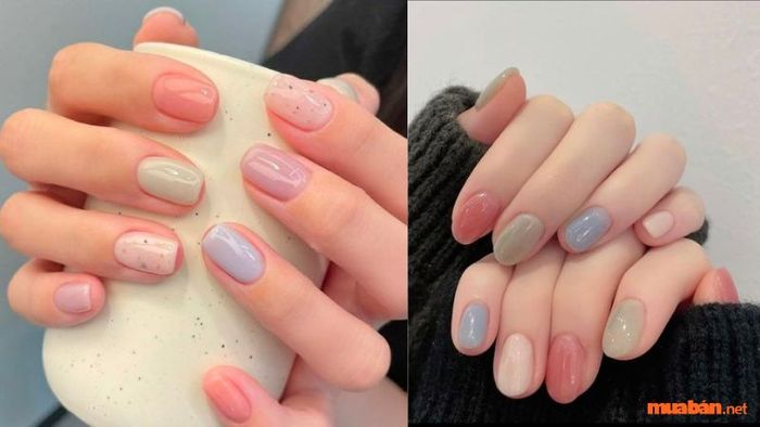 Mẫu nail đơn giản nhẹ nhàng với tông pastel