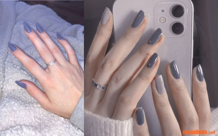 Nail đơn giản tông xanh lam