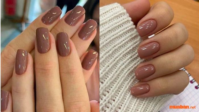 Mẫu nail đơn giản nhẹ nhàng tông nâu