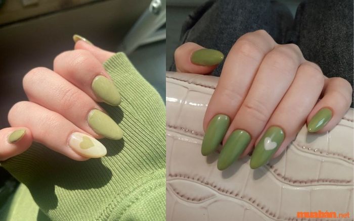 Nail màu xanh lá đơn giản
