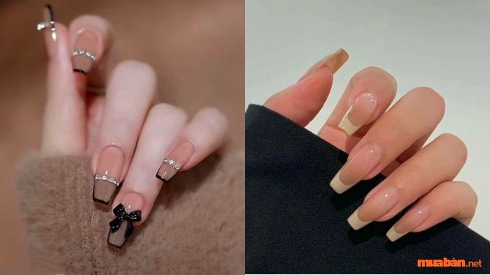 Mẫu nail với họa tiết đơn giản dành cho móng dài
