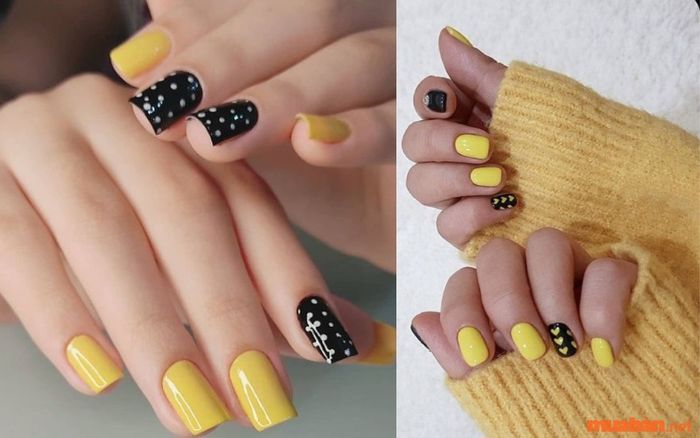 Mẫu nail đơn giản tông vàng