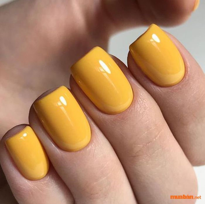Bộ nail đơn giản cho móng ngắn màu vàng