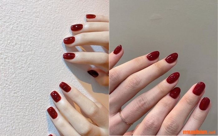 Mẫu nail đơn giản với màu đỏ