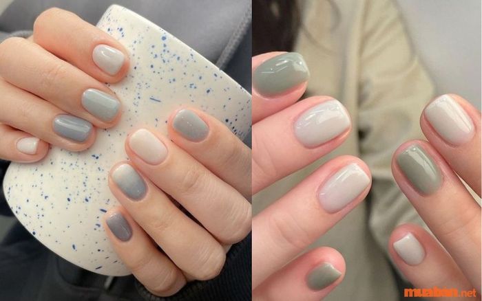 Nail đơn giản với tông màu pastel