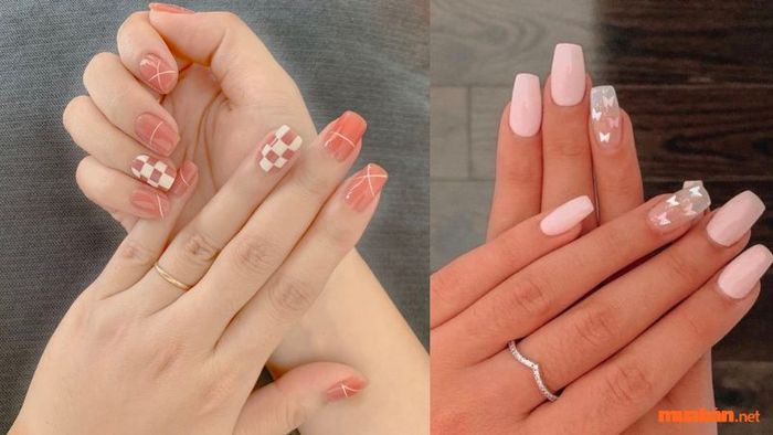 Mẫu nail đơn giản nhẹ nhàng với tông hồng