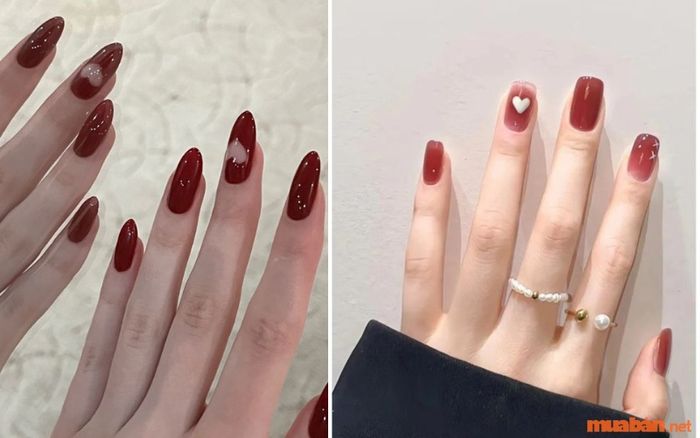Mẫu nail đơn giản với màu đỏ