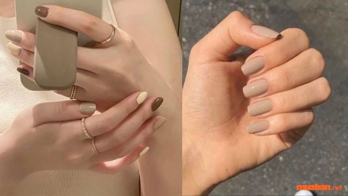 Mẫu nail đơn giản với màu nude