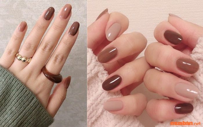 Mẫu nail màu nâu đơn giản
