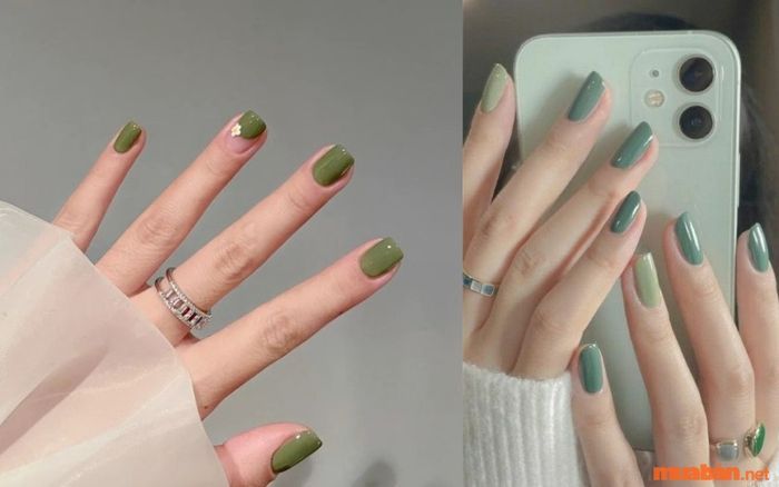 Nail đơn giản tông xanh lá