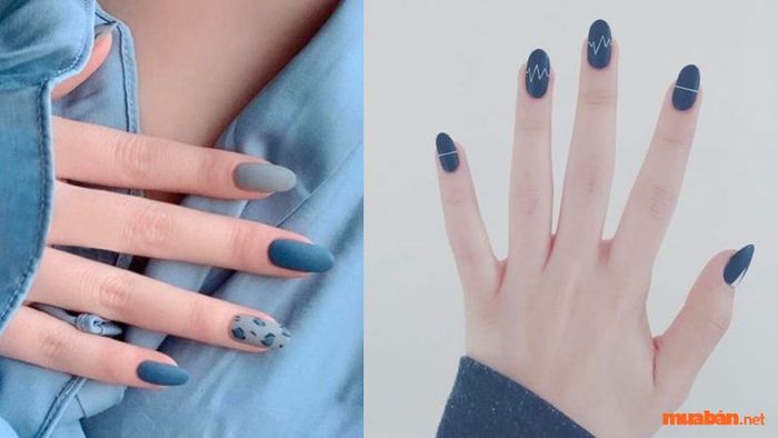 Mẫu nail đơn giản với màu xanh lam