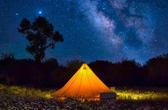 This picturesque camping site near Grand Teton and Yellowstone national parks is a paradise for stargazers.