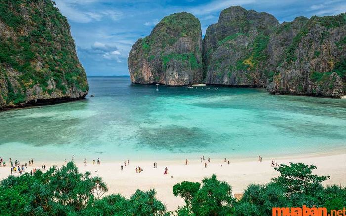 Bạn sẽ bị choáng ngợp bởi cảnh sắc tuyệt đẹp của núi non và biển cả tại Maya Bay.