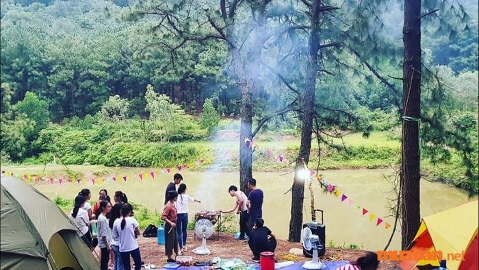 Núi Hàm Lợn là một địa điểm cắm trại quen thuộc với nhiều bạn trẻ ở Hà Nội. Nơi đây sở hữu khung cảnh thiên nhiên hoang sơ tuyệt đẹp, với sự kết hợp hài hòa giữa núi đồi và ao hồ giữa rừng thông xanh rì.