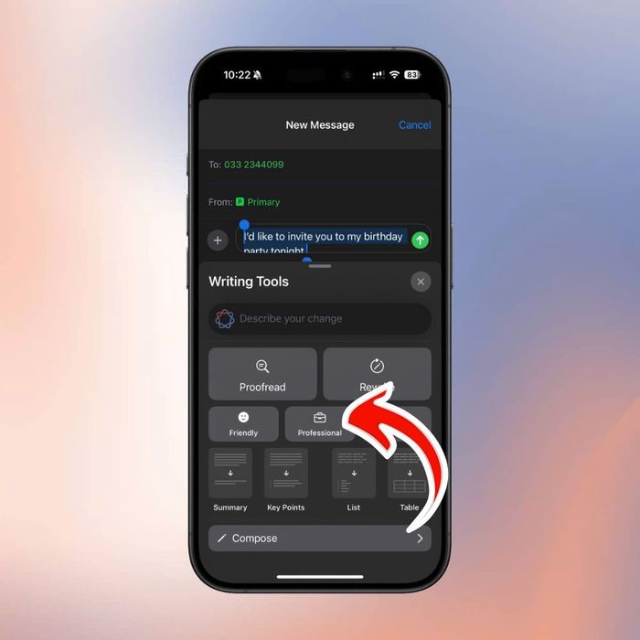 Hướng dẫn chi tiết sử dụng công cụ viết Apple Intelligence trên iOS 18.1 4