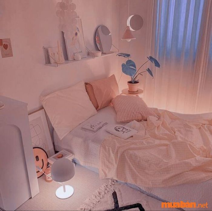 Trang trí phòng ngủ chill cho nữ với tone hồng làm chủ đạo tạo nên không gian thư giãn và đáng yêu