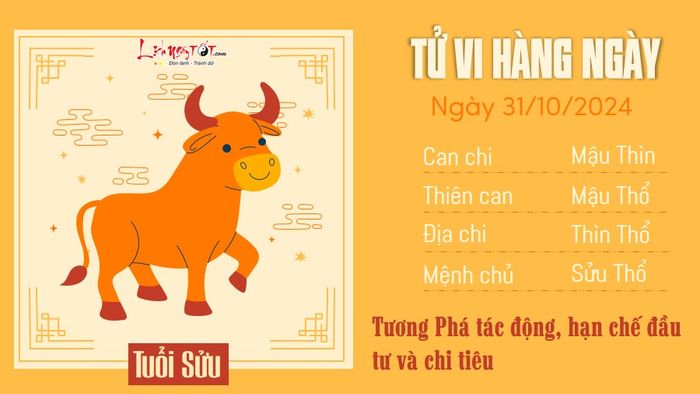 Tử vi hàng ngày 31/10/2024 - Sửu