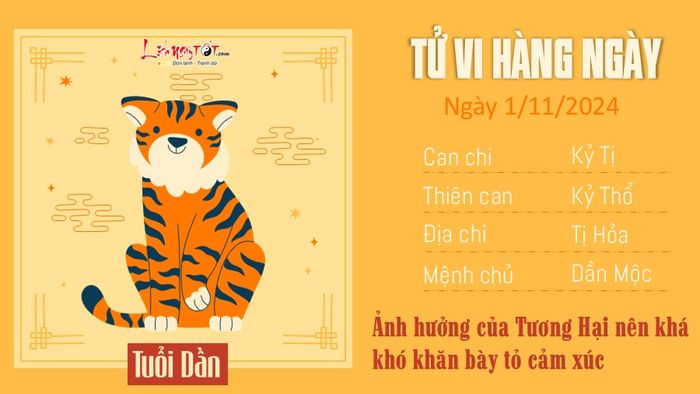 Tử vi hàng ngày 1/11/2024 cho 12 con giáp - Dần