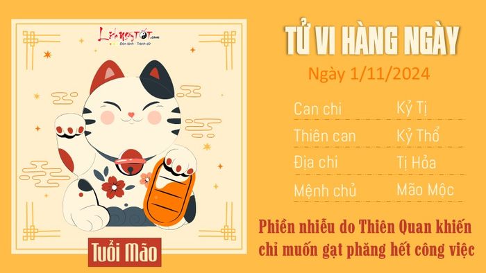 Tử vi hàng ngày 1/11/2024 cho 12 con giáp - Mão