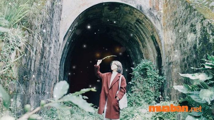 Những bức hình như những tấm poster phim tại hầm Hỏa Xa Đà Lạt