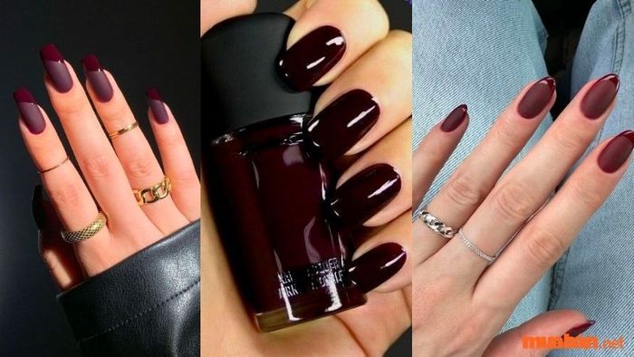 Mẫu nail đỏ burgundy 1