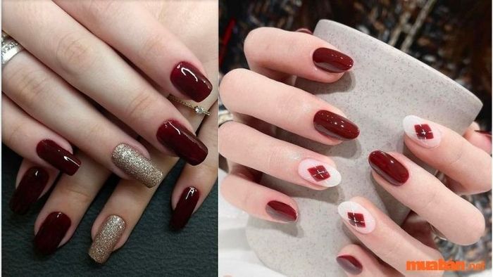 Mẫu nail đỏ đô