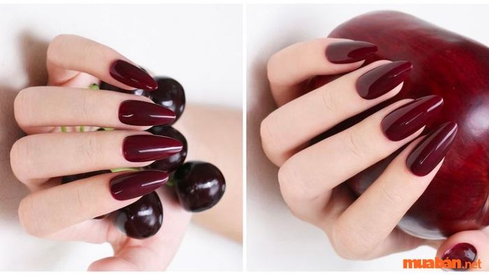 Mẫu nail đỏ cherry 1