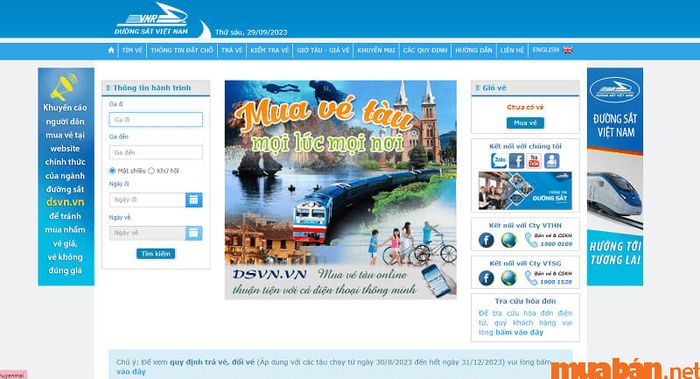 Trang web của Tổng công ty Đường sắt Việt Nam.