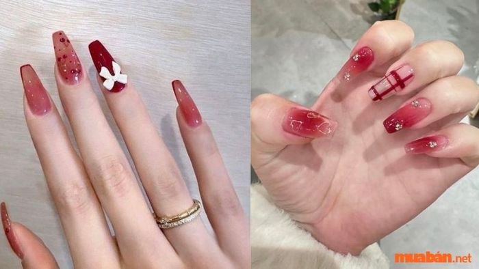 Mẫu nail đỏ hồng 3