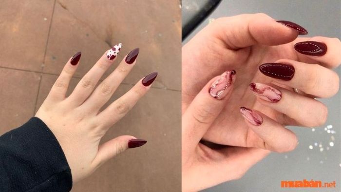 Mẫu nail đỏ nâu