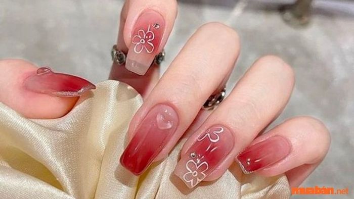 Mẫu nail đỏ hồng 2