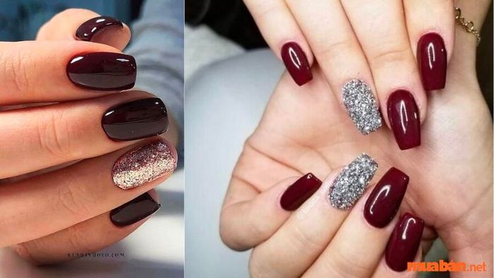Mẫu nail đỏ mận