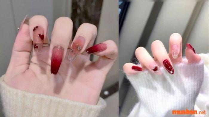 Mẫu nail đỏ hồng 1
