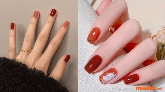 Mẫu nail đỏ cam