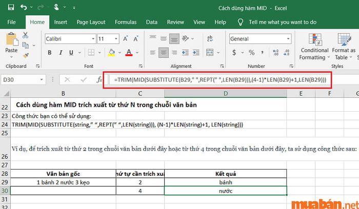 Cách dùng hàm MID